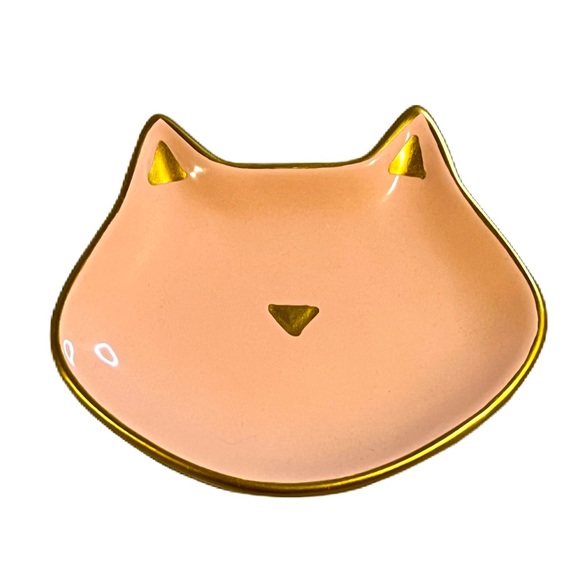 Storage & Organization Pink And Gold Kitty Cat Ceramic Jewelry Dish